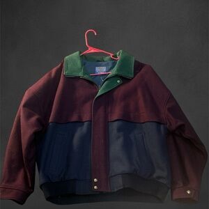 Pendleton Mens Lobo Bomber Jacket Wool Colorblock Full Zip Thinsulate XL